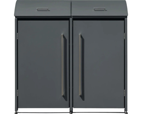 Graue Mülltonnenbox Doppel für den Aussenbereich