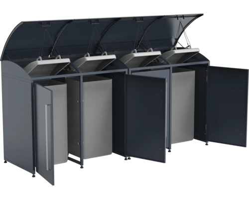 Mülltonnenbox für vier Mülltonnen mit Klappdeckel und Türen