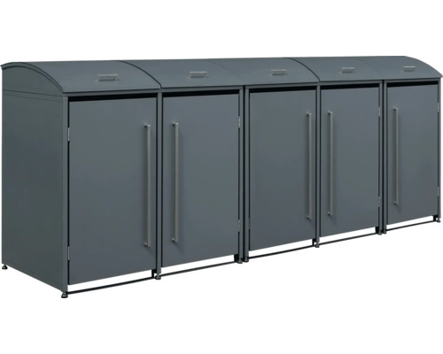 Mehrfache graue Mülltonnenbox aus Metall mit Griffen