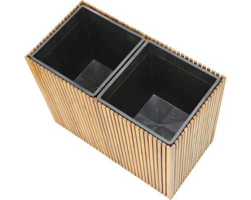 Doppelter Pflanzkasten aus Holz und Kunststoff