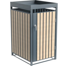 Cache-poubelle en métal et bois avec porte