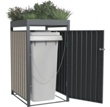 Cache-conteneur avec plantation sur le toit et porte ouverte