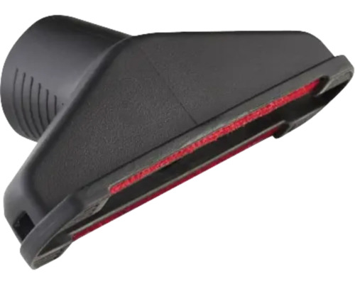 Schwarzer Staubsaugeraufsatz mit rotem Textilpad