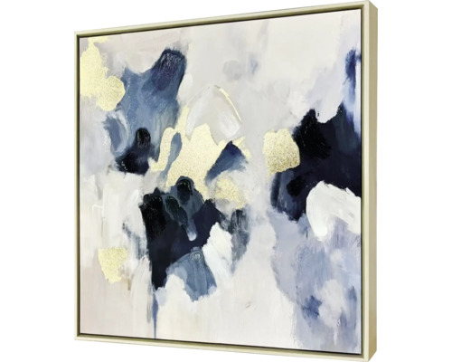 Leinwandbild gerahmt blue gold 62x62 cm