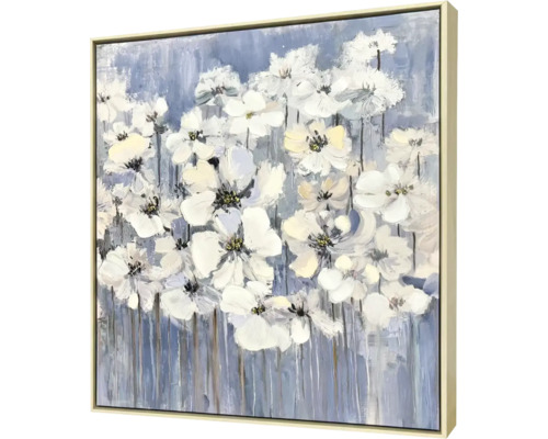 Leinwandbild gerahmt blue flowers 62x62 cm