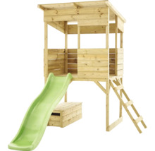 Spielturm aus Holz mit Rutsche und Leiter