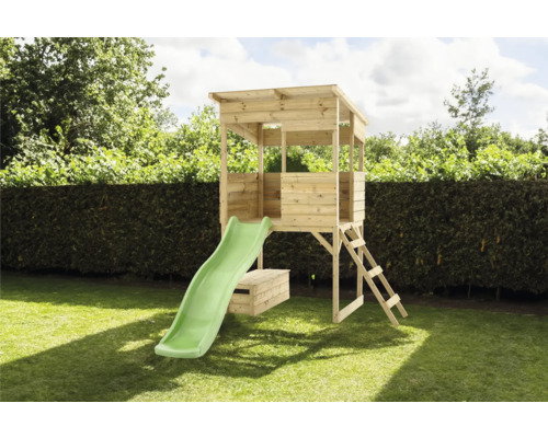 Holz Spielturm mit Rutsche und Leiter im Garten