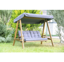 Balancelle de jardin en bois avec toit et coussins