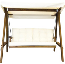 Balancelle de jardin avec cadre en bois et revêtement en tissu