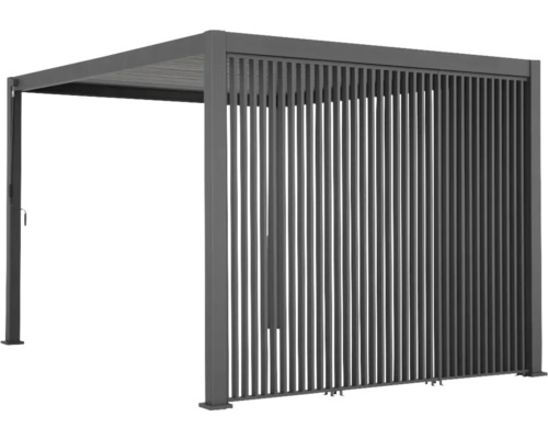 Pergola avec paroi à lamelles en métal