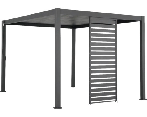 Paroi à lamelles horizontale Mirador Classic, Deluxe 111 123 x 235 cm anthracite Pergola autoportante grise avec paroi à lamelles