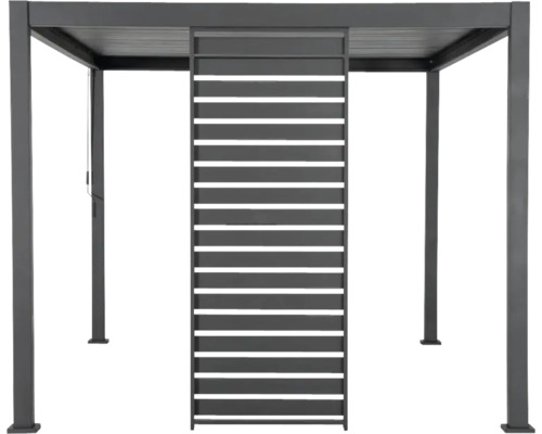 Pergola autoportante avec toit à lamelles et paroi latérale