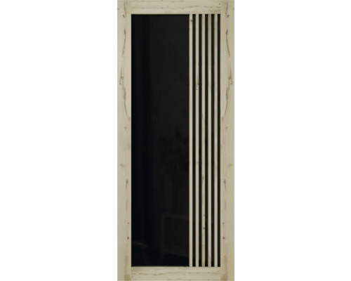 Porte intérieure avec insert en verre et lamelles en bois