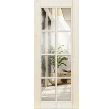 Porte en bois avec insert en verre et croisillons