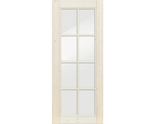 Porte en bois avec insert en verre et huit carreaux