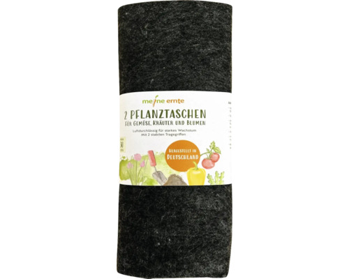 Sac de plantation meine ernte set de sacs de plantation 30 litres, 2 pièces, conditions optimales sur la terrasse et le balcon pour champignons, fines herbes, fleurs ou légumes, diamètre env. 36 cm, hauteur env. 30 cm, avec poignées de transport
