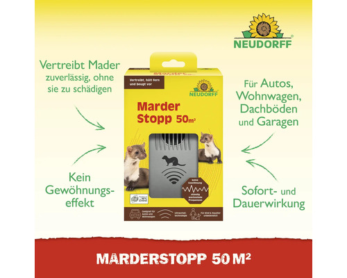 Neudorff Marderstopp 50 mètres carrés pour la défense contre les martres pour voitures, caravanes, greniers et garages