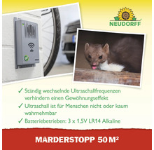 Dispositif anti-martres avec fréquences ultrasoniques et logo Neudorff