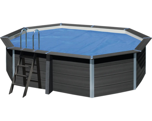 Sechseckiger Stahlwandpool mit Leiter und Abdeckung