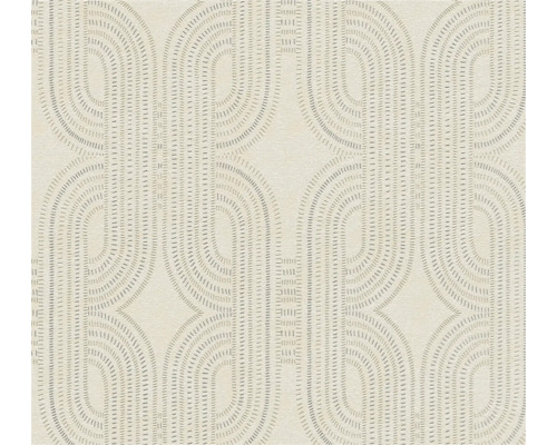 Papier peint intissé 39937-1 French Affair graphique moderne beige métallique Papier peint avec motif géométrique de demi-cercles