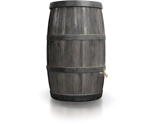 Regentonne in Holzoptik mit Messinghahn