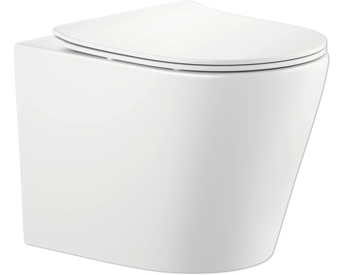 Wand-WC Set Nakia Tiefspüler ohne Spülrand kurz weiß matt mit WC-Sitz 1273698 Wandhängendes WC mit WC-Sitz