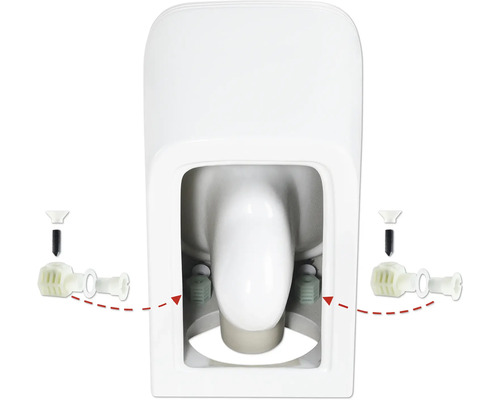 Vue détaillée de toilettes avec matériel de fixation