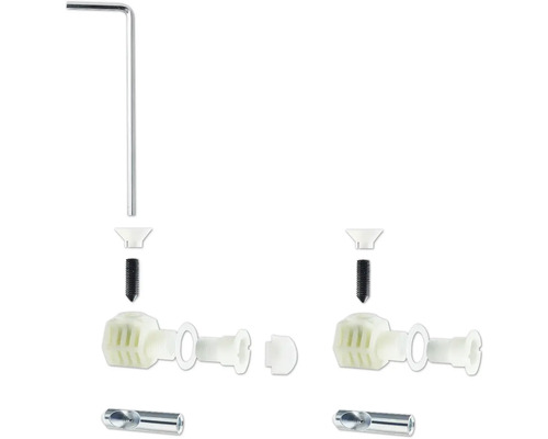 Explosionszeichnung eines Möbelverbinders mit Innensechskantschlüssel