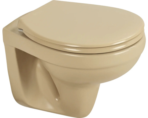 Wand-WC Tiefspüler ohne Spülrand beige matt ohne WC-Sitz 1280627