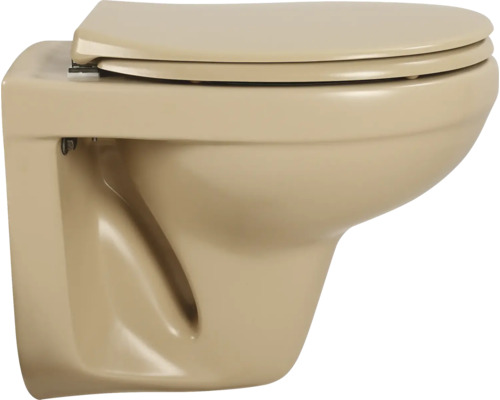 Wand-Tiefspülklosett mit geschlossenem Spülrand und WC-Sitz