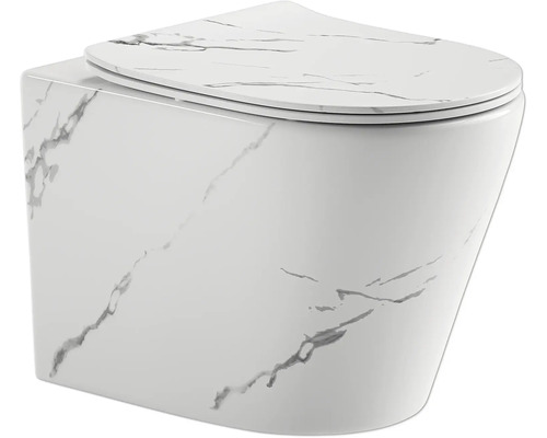 Wand-Tiefspülklosett aus Sanitärkeramik mit Marmoroptik