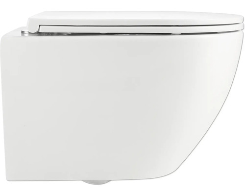 WC suspendu avec bride de rinçage fermée et siège de WC