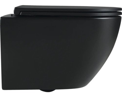 WC suspendu noir à fond creux avec bride fermée
