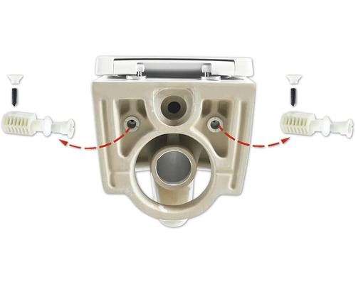 Detailansicht einer Toilette mit Befestigungsmaterial