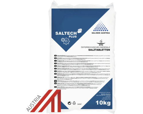 Comprimés de sels régénérants Saltech 10 kg pour adoucissement de l'eau Pastilles de sel pour adoucisseur d''eau, 10 kilogrammes