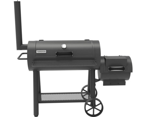 Tenneker Logo auf einem Holzkohlegrill mit Räucherfunktion