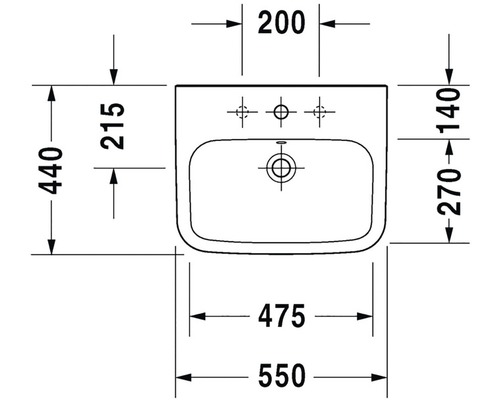 Schéma technique d''un lavabo avec dimensions