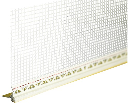 Baguette d'étanchéité PROTEKTOR PVC rigide et souple avec membrane et tissu pour épaisseur d'enduit 10 mm 2600 x 10 x 6,5 mm