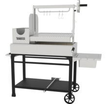 Tenneker Holzkohlegrillwagen mit Ablageflächen und Grillrost.