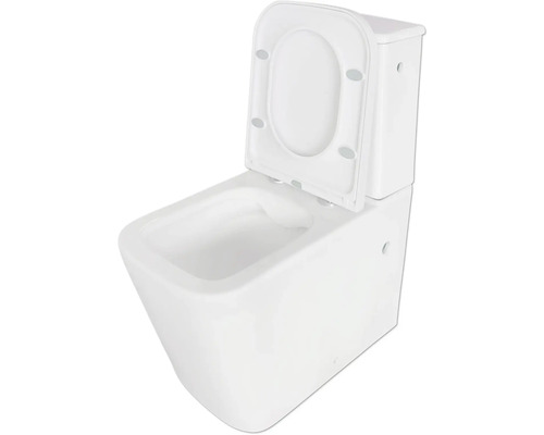 WC suspendu à fond creux avec bride ouverte et réservoir