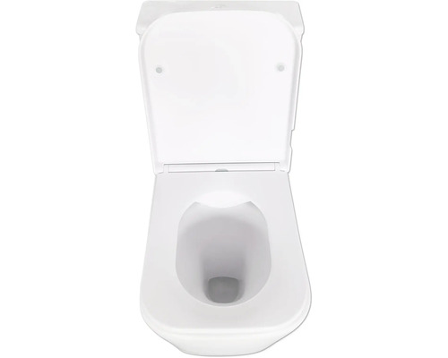 Toilette blanche avec couvercle ouvert