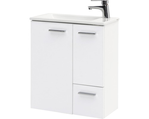 Meuble lavabo Möbelpartner Matteo lxhxp 50 x 60 x 25 cm couleur de façade blanc avec vasque céramique blanc