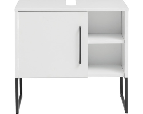Waschbeckenunterschrank Möbelpartner Limone BxHxT 60.4x59.5x33 cm kreideweiss Waschbeckenunterschrank mit einer Tür und zwei Regalen