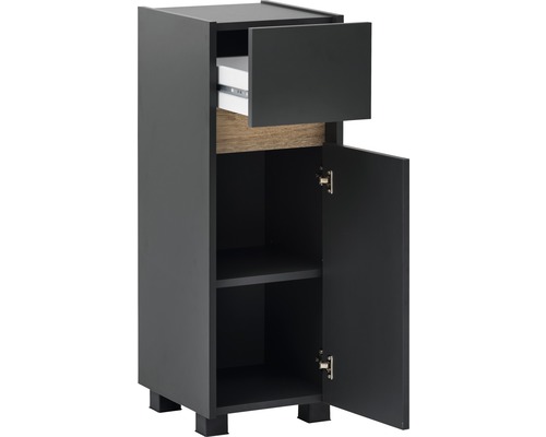 Meuble de salle de bain noir avec tiroir et porte