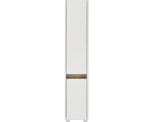 Armoire haute Möbelpartner Cosmo couleur de façade blanc 30,2 x 164,5 x 33 cm Armoire haute blanche avec accent imitation bois