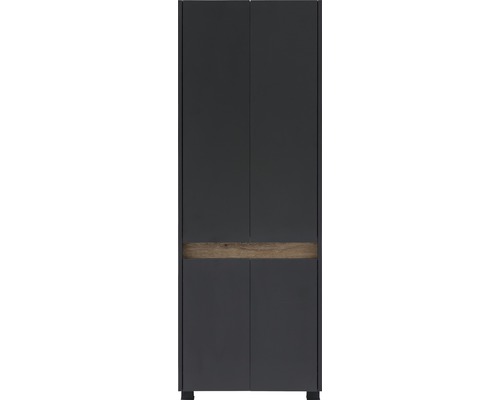 Hochschrank Möbelpartner Cosmo BxHxT 56,9 x 164,5 cm x 33 cm Frontfarbe anthrazit Hoher grauer Schrank mit vier Türen und Holzelement
