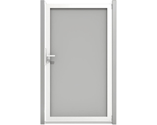 Portillon à un vantail GroJa Premo HPL cadre argent 100 x 180 cm gris Porte blanche avec poignée