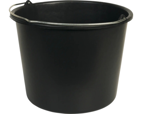 Seau noir en plastique avec anse en métal