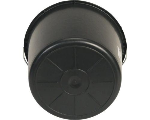 Seau noir avec anse métallique vu d''en bas