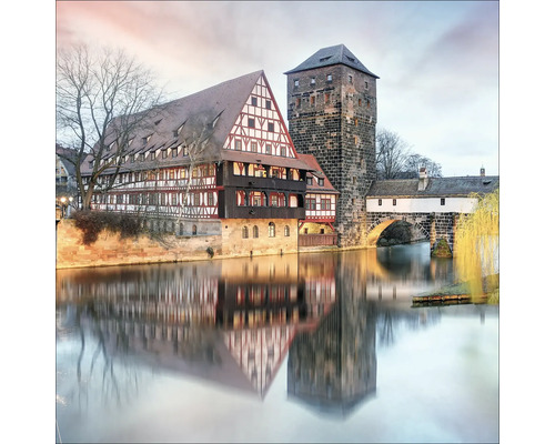Glasbild Nürnberg Fachwerkhaus 50x50 cm